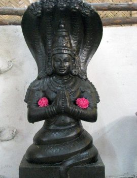 Patañjali, compiler of the Yoga Sutras. Traditional statue form indicating Kundalini or incarnation of Shesha